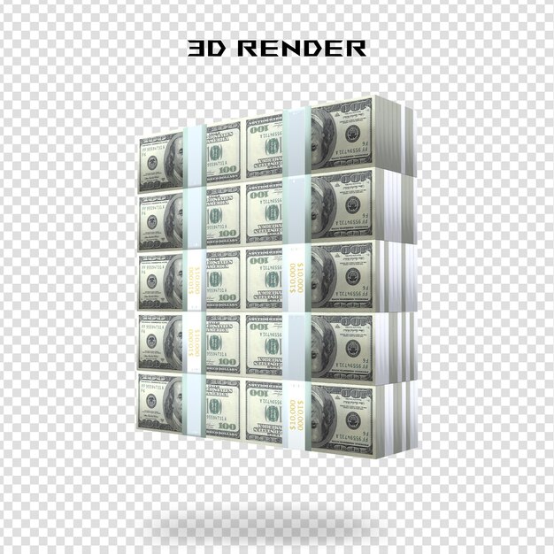 Usa 100 dollar currency 3d rendering