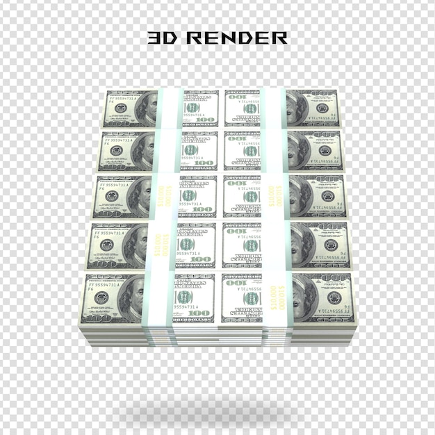 PSD rendering 3d della valuta usa 100 dollari