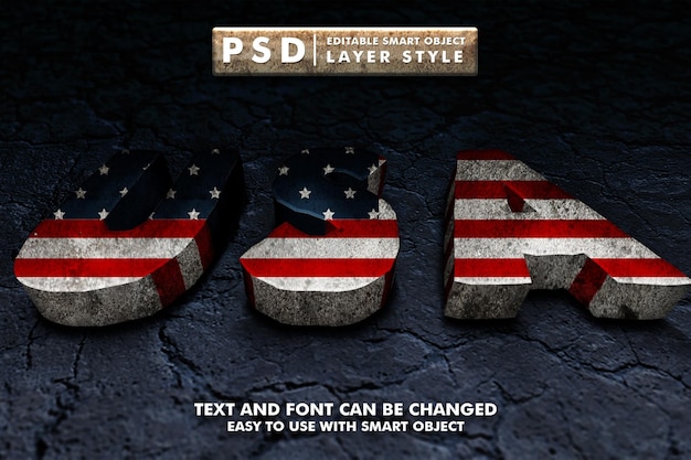 Usa effetto testo 3d psd premium