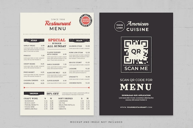 USA American Food Menu Flyer Template in PSD