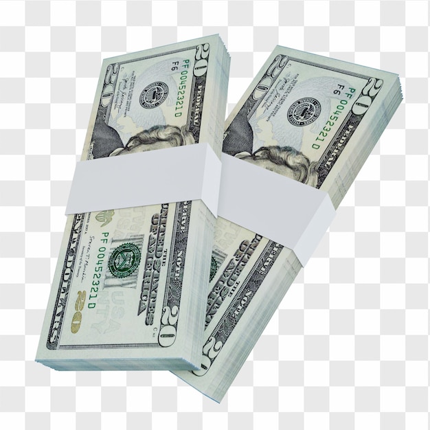 USA Currency Dollar 20：米ドルのスタックUSA紙幣