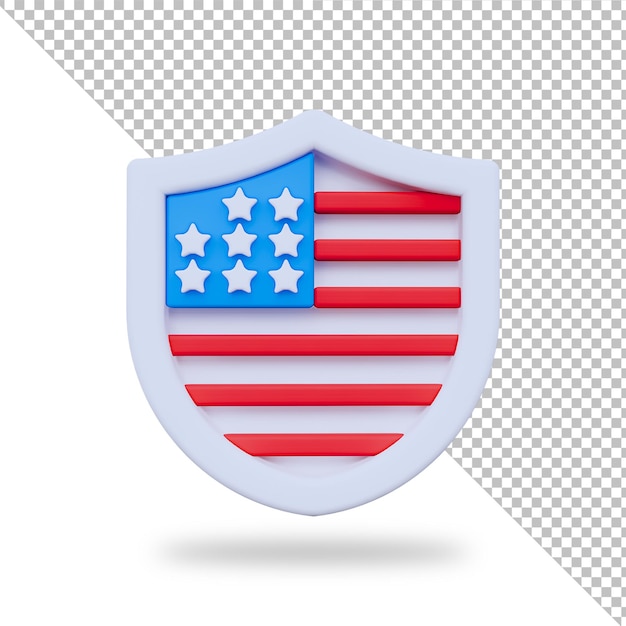 PSD icona dello scudo bandiera usa rendering 3d scudo americano