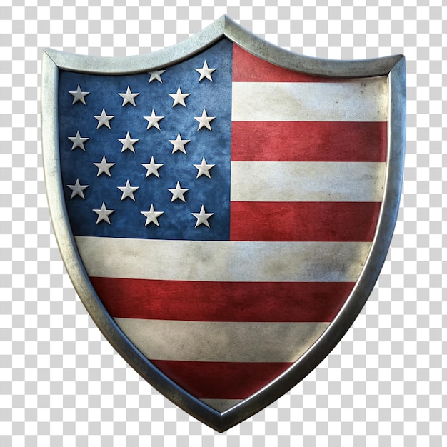 Usa flag shield a patriotic symbol with the american flag design isolated on transparent background