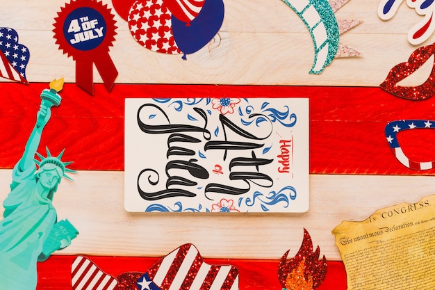 Usa independence day mockup with cover