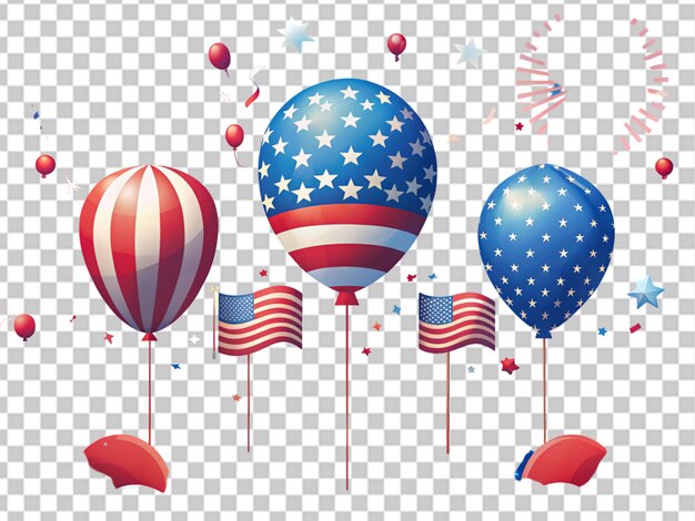 PSD la composizione del giorno dell'indipendenza degli stati uniti con palloncini 2d
