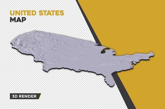 PSD usa map a 3d render isolated
