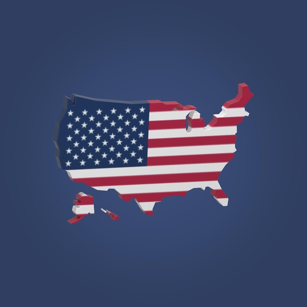 Карта США с американским флагом