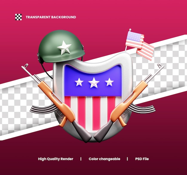 PSD usa shield 3d icon