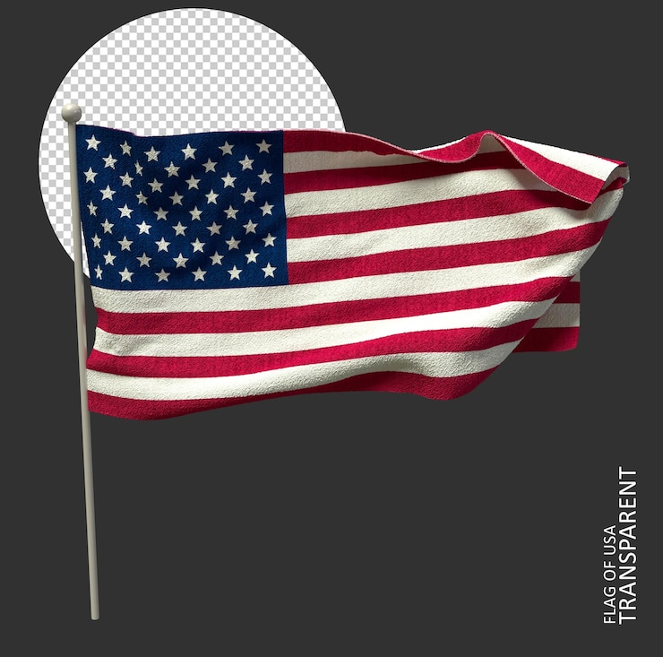 USA waving flag on gray background , 3d render , 3D USA flag
