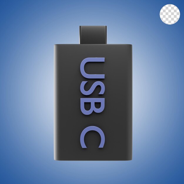 usb c storage 3d icon and illustration