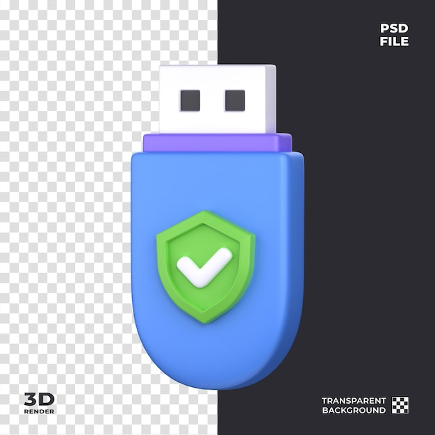 Usb Drive Protection 3D Icon perfect for cyber security theme