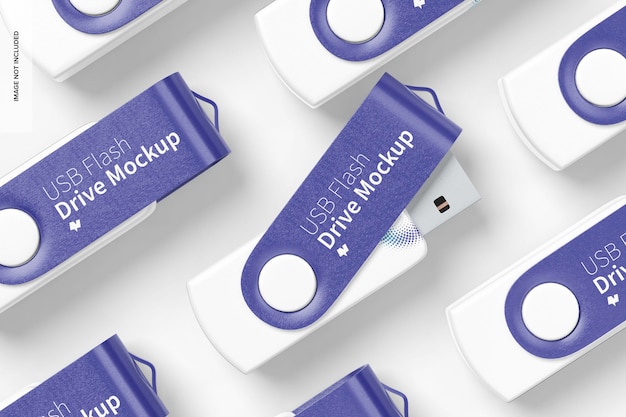 Mockup di set di unità flash usb