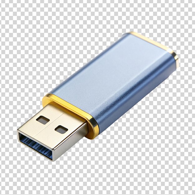 PSD un'unità flash usb con una custodia d'argento su sfondo trasparente