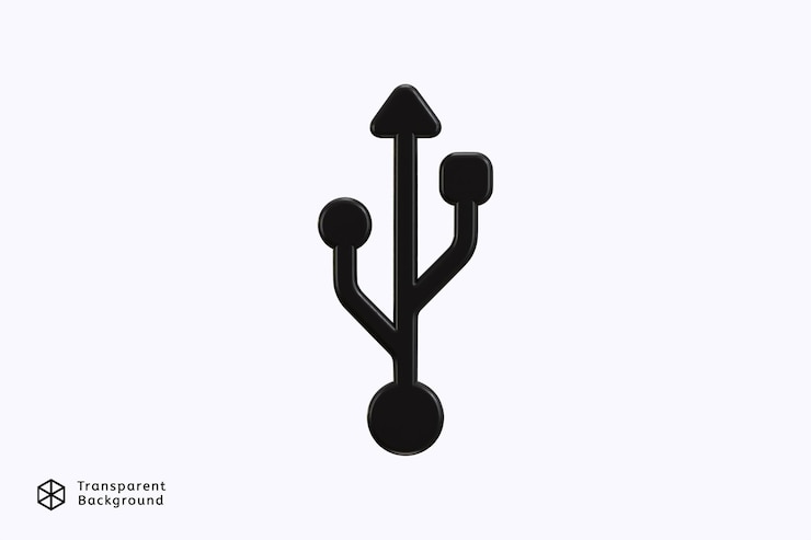 PSD usb symbol 3d rendering vector illustration