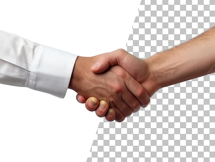 PSD uścisk dłoni z przezroczystym tłem