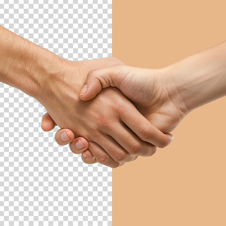 PSD uścisk rąk png wyizolowany na przezroczystym tle
