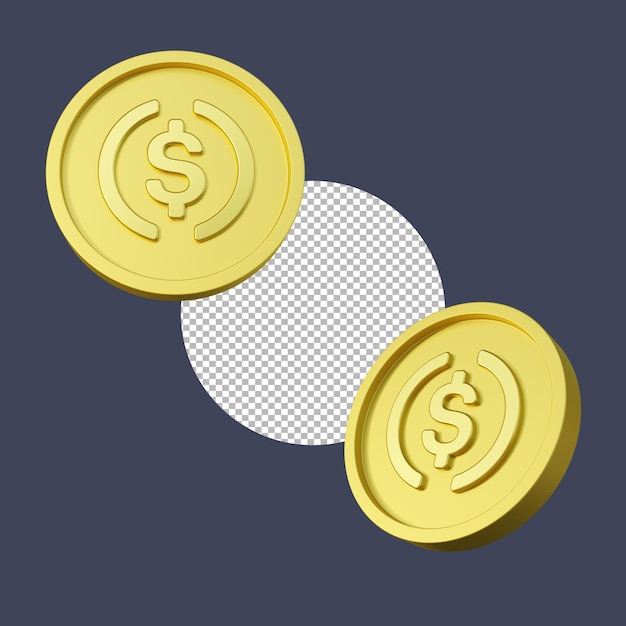 usd 동전 3d 암호 화폐 렌더링 psd