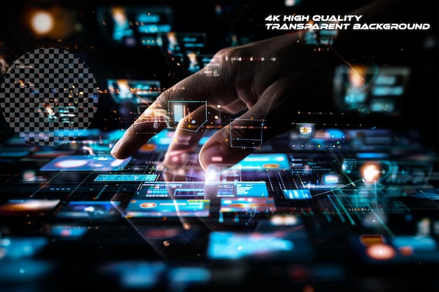 Use of digital channels like websites social media on transparent background