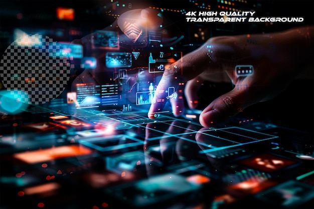 Use of digital channels like websites social media on transparent background