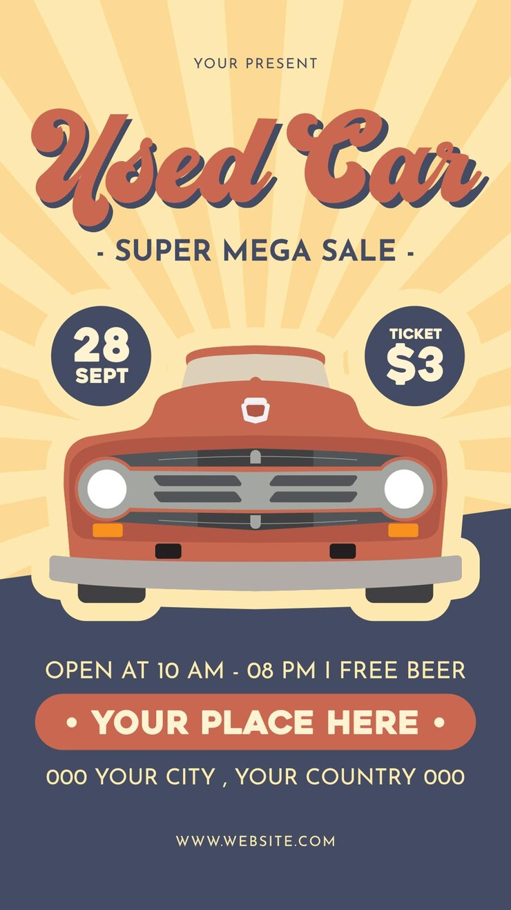 PSD used car sale social media story