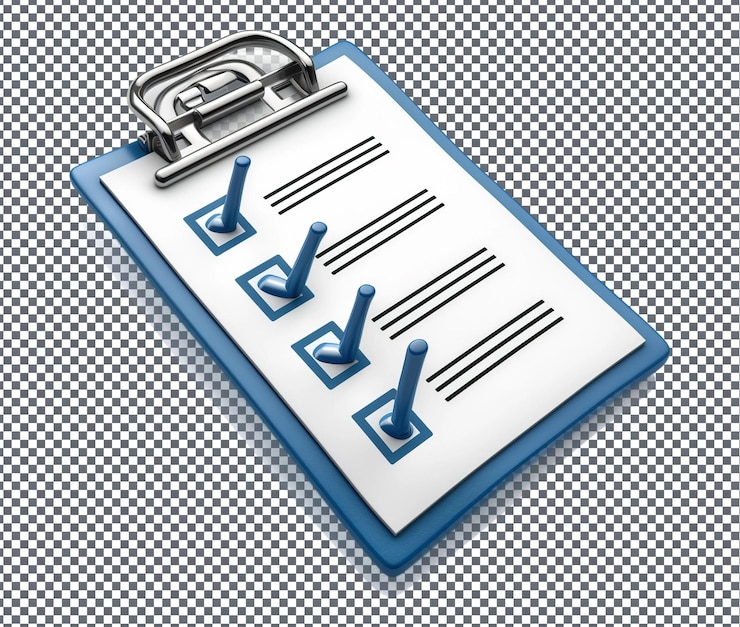 PSD useful checklist isolated on transparent background