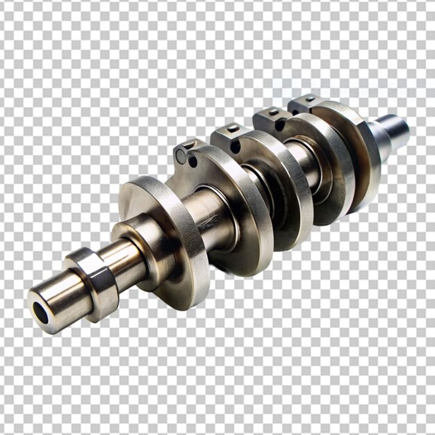 PSD useful crankshaft of motor in silver color isolated on white background