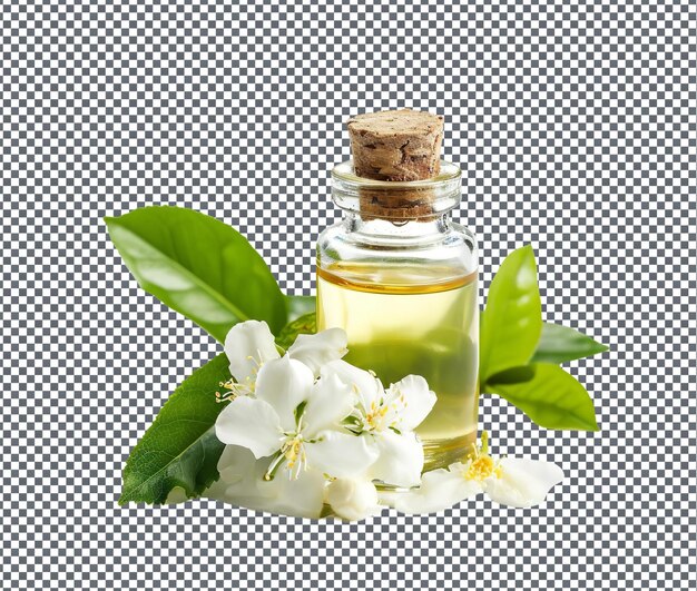 Useful jasmine and green tea fragrance oil isolated on transparent background