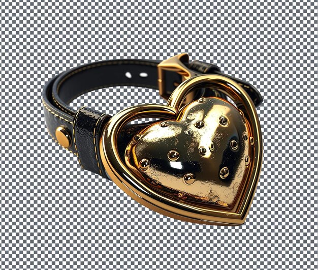 PSD useful and pretty heart shaped belt buckle isolated on transparent background