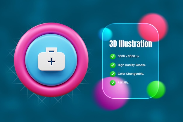 Иллюстрация икона пользовательского интерфейса 3D или икона веб-интерфейса пользователя и приложений