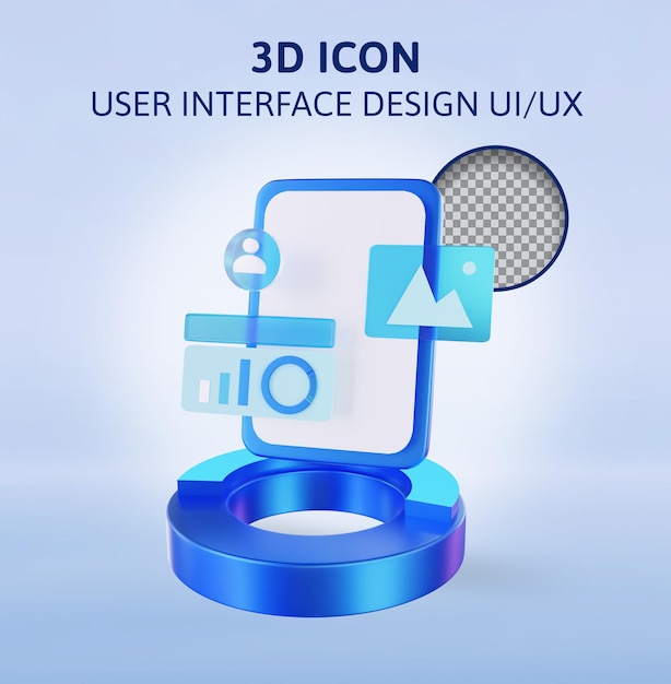 User interface design ui ux 3d rendering illustration