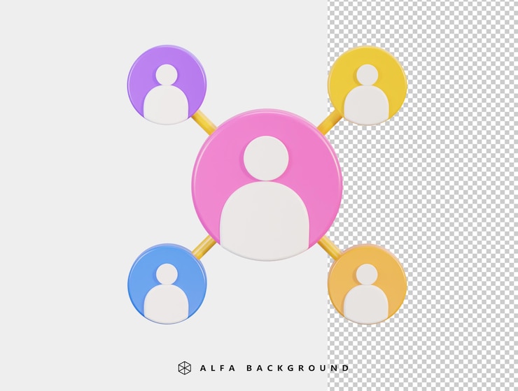PSD user profile on network icon 3d rendering vector illustration