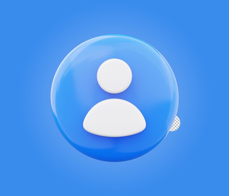 User profile symbol 3d illustration on transparent background