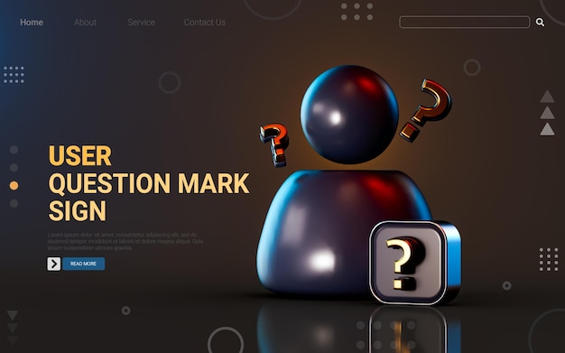 user question mark badge icon on dark background 3d render concept for person confusion asking