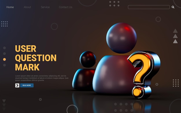 PSD user question mark icon on dark background 3d render concept for person confusion asking