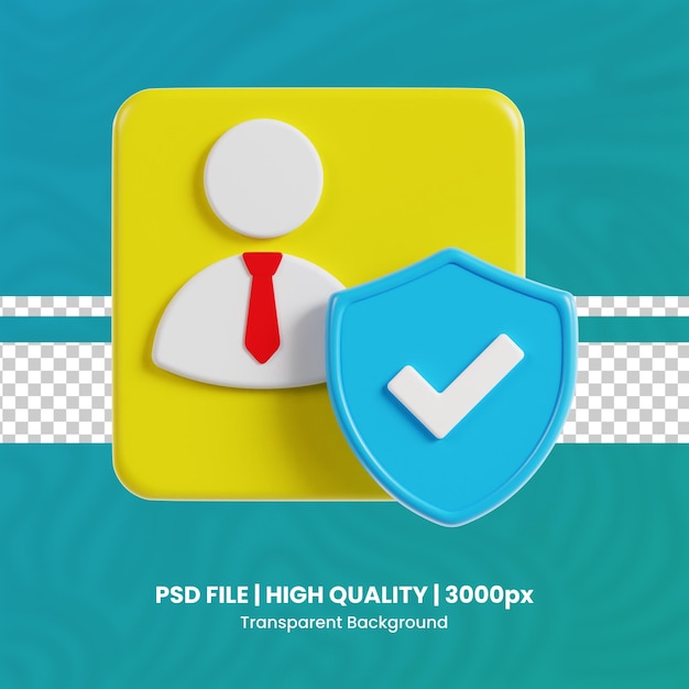 PSD user security 3d high quality render protection and security transparent background