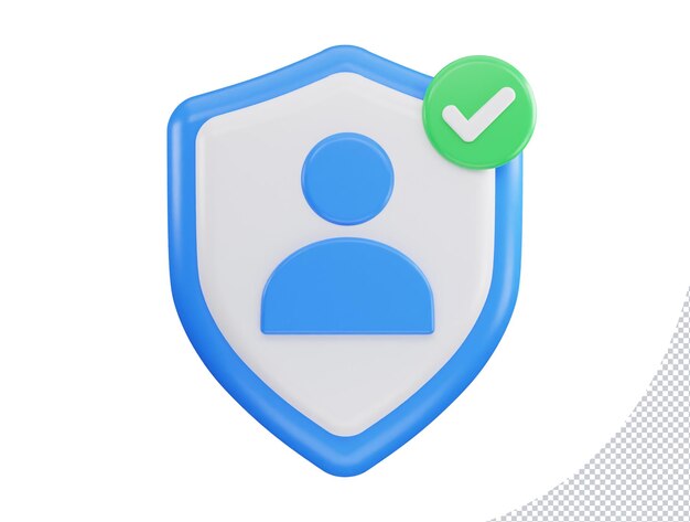 User with protect shield 3d rendering vector icon illustration