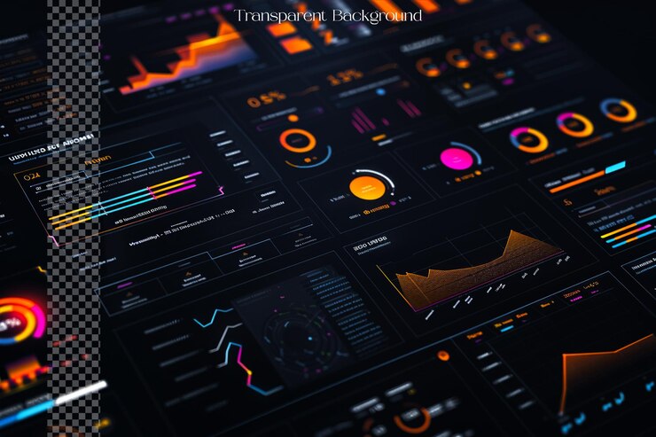 PSD users can interact with different elements of the infog on transparent background