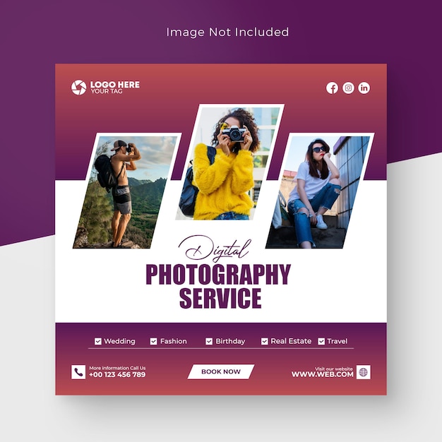 Usługi Fotograficzne Cyfrowe Psd Posty W Mediach Społecznościowych I Szablony Fotograficzne Plakaty Fotograficzne