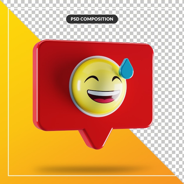 Uśmiechająca Się Twarz Z Symbolem Emoji Potu W Dymku