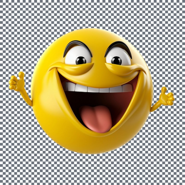 PSD uśmiechnięta żółta ikona emoji na przezroczystym tle ilustracja 3d