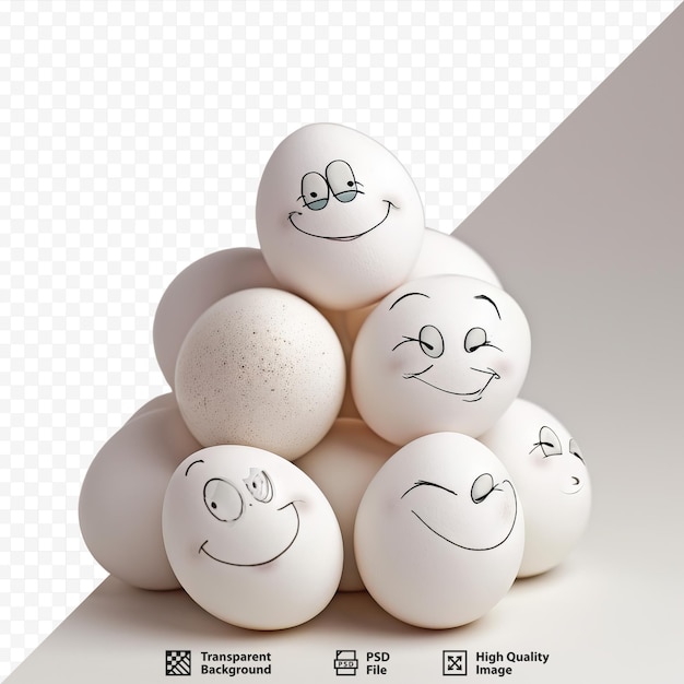 PSD uśmiechnięte jajka na białym, odizolowanym tle