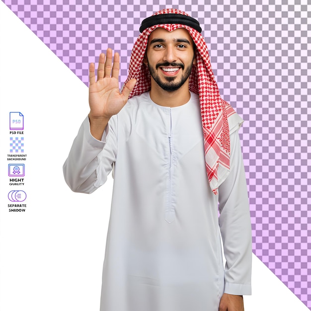 Uśmiechnięty Arab uderza pięcioma