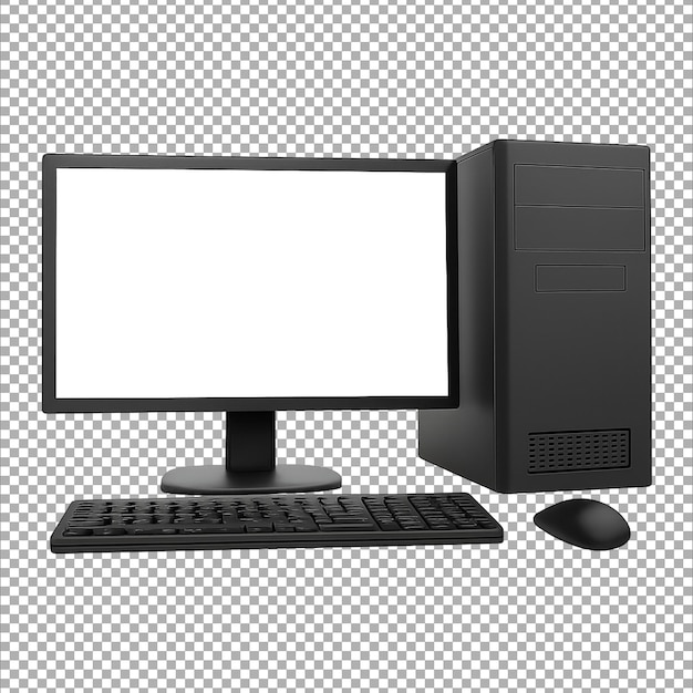 Ustawienie czarnego pulpitu komputera z klawiaturą i myszą monitorową