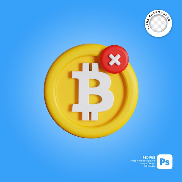 Usuń ilustrację bitcoin 3d