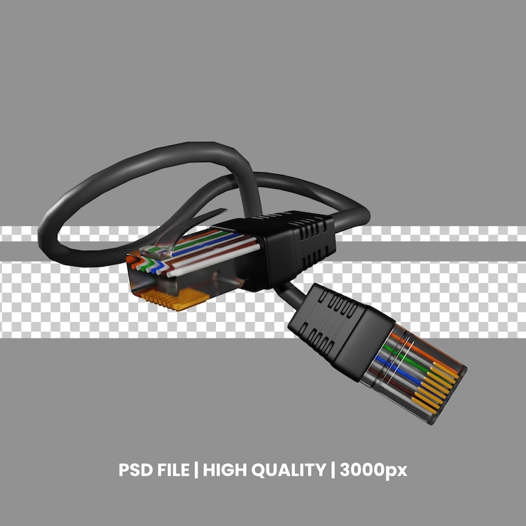 PSD utp cable 3d icon illustration for webapp etc