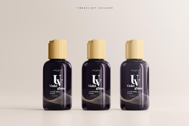 Uv glass cosmetic bottle mockup