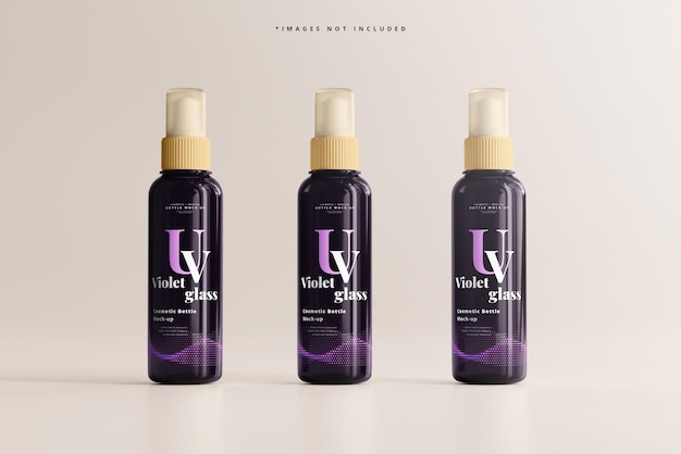 Mockup di bottiglia cosmetica in vetro uv