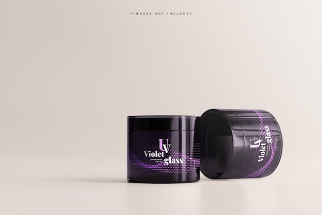 Uv glass cosmetic jar mockup