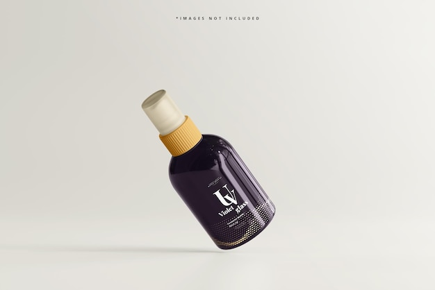 Uv glass cosmetic spray bottle mockup