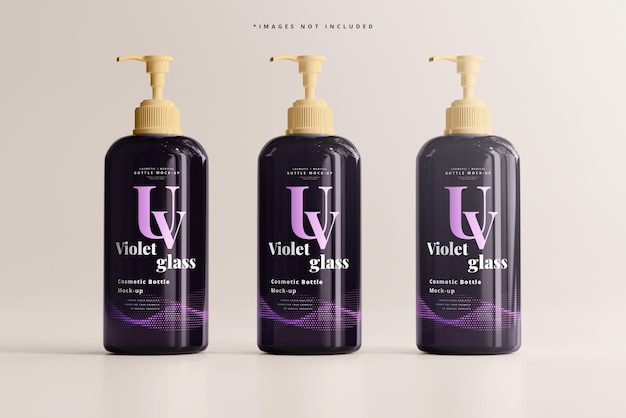 Mockup di bottiglia con pompa in vetro uv